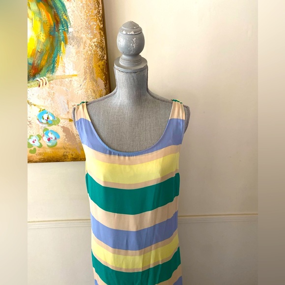 I ❤️ RONSON BLOCKED STRIPE CHIFFON LAYERED SUMMER MAXI DRESS SIZE XL 🌟EUC🌟 - Picture 2 of 13
